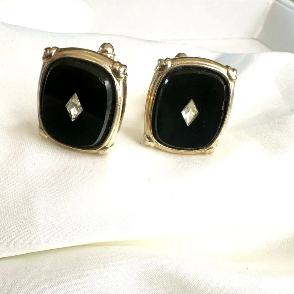 Timeless vintage black glass cufflinks